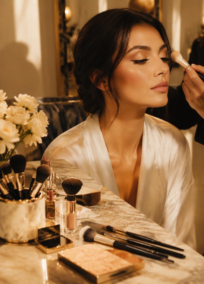 Makeup being applied at a luxury beauty salon